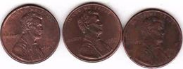 United States, 3 Different 1 Cent Lincoln 1998 + 1998 D + 1997 - 1959-…: Lincoln, Memorial Reverse