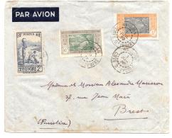 LETTRE  COTE D'VOIRE ABIDJAN  POUR BREST FRANCE....1939..N°51/55/118.  TBE ... - Lettres & Documents