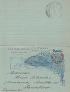 Brésil Entier Postal Illustré Double Pour L'Espagne 1896 - Ganzsachen