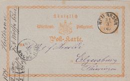 Allemagne Wurtemberg Entier Postal Heilbronn 1873 - Autres & Non Classés