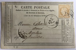CARTE PRÉCURSEUR Pour MORLAIX Avec Affranchissement Type Cérès De Mai 1873 - Precursor Cards