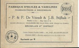 FABRIQUE D HUILES ET VASELINES DE VRIENDT - CHEE DE VILVORDE BRUXELLES 2è - Chemist's (drugstore) & Perfumery