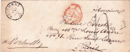 Lettre Préphilatélique  14 X 5,5 Cms., Obl. NOIRMONT Et MORTEAU Le 13 Mai 62 - Au Verso : Paris,Versailles Et Belfort - ...-1845 Prefilatelia