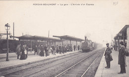 Delcampe - PERSAN BEAUMONT  La GARE  L'Arrivée D'un Express   (plan Animé Dont  TRAIN ) - Persan
