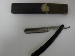 RASOIR-COUPE CHOU-Vers1935-MARX & C-FONTANA 61 5/8 -SOLINGEN-Germany-LAME &-CHASSE Noire TBE-ETUI USE - Accessoires