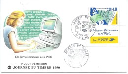 ENVELOPPE / JOURNEE DU TIMBRE / COUTRAS GIRONDE 1990  / LES SERVICES FINANCIERS - Commemorative Postmarks