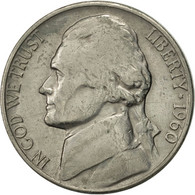 Monnaie, États-Unis, Jefferson Nickel, 5 Cents, 1960, U.S. Mint, Philadelphie - 1938-…: Jefferson