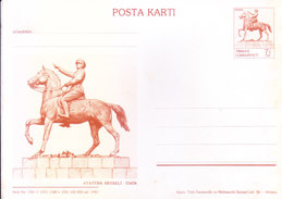TURKEY CUMHURIYETI - 1981 OFFICIAL ILLUSTRATED POST CARD - KAMAL ATATURK ON HORSE - UNUSED / MINT - Brieven En Documenten