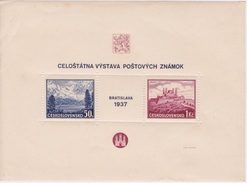 TCHEQUIE - TCHECOSLOVAQUIE - CESKOSLOVENSKO  - 1937 -  BLOC FEUILLET - Blokken & Velletjes