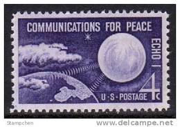 1960 USA ECHO 1- Communications For Peace Stamp Sc#1173 Satellite Space - United States
