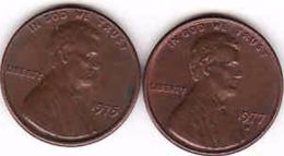 United States, 2 Different 1 Cent Lincoln 1977 D + 1975 - 1959-…: Lincoln, Memorial Reverse