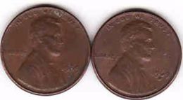 United States, 2 Different 1 Cent Lincoln 1969 D + 1969 S - 1959-…: Lincoln, Memorial Reverse