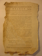 DECRET CONVENTION NATIONALE Du 4 PRAIRIAL AN II (23 MAI 1794) - ASSASSINAT DE COLLOT D'HERBOIS REPRESENTANT DU PEUPLE - Gesetze & Erlasse
