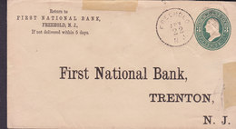 United States Postal Stationery Ganzsache Entier PRIVATE Print FIRST NATIONAL BANK, FREEHOLD To TRENTON (2 Scans) - 1901-20