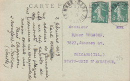 France CPA Le Mans Avenue Grand-Cimetiere LE MANS-GARE 1919 CHICAGO USA Written In ESPERANTO (2 Scans) - Stamped Stationery