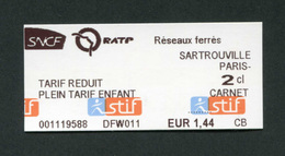 Ticket De Train / Métro - SNCF (Banlieue Parisienne / Tarif Réduit - Plein Tarif Enfant) Paris Train - Europe