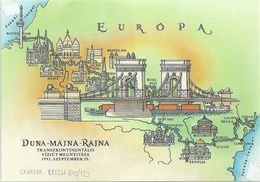 6955 Hungary Unused Postcard Geography Map Water River Architecture Bridge Church Cathedral Tower - Landkarten