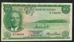 MALAWI P3 1 POUND 1964  #G  Signature 1  GOVERNOR       Fine With 3 P.h. - Malawi