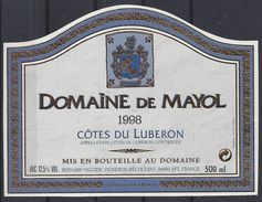 ETIQUETTE DOMAINE De MAYOL 1998 - CÔTE Du LUBERON 500 Ml - Bernard Viguier APT - Rotwein