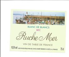 Etiquette De VIN FRANCAIS - Blanc De Blanc " RUCHE MER " - Leuchttürme