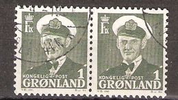 Greenland 1950 King Frederik IX, 1øre, Mi 28 Pair, Canclled(o) - Oblitérés