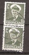 Greenland 1950 King Frederik IX, 1øre, Mi 28 Pair, Canclled(o) - Used Stamps