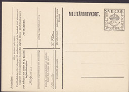 Sweden Postal Stationery Ganzsache Entier 1930 Militärbrevkort 'Avgiftsfritt' Large Crown Unused - Militärmarken