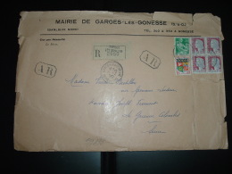 LR AR TP MARIANNE DE DECARIS 0,25 BLOC DE 4 + PAYSANNE 0,10 + ORAN 0,05 OBL.21-2-1962 GARGES LES GONESSE (95) - Postal Rates