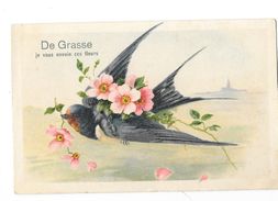 GRASSE (06) Carte Fantaisie Souvenir Hirondelle - Grasse