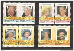 British Virgin Islands 1985 Queen Mother Birthday Set 8 In MNH Pairs - British Virgin Islands