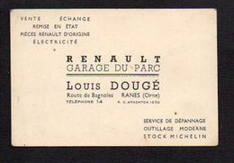 Carte De Visite Publicitaire / Renault Garage Du Parc Louis Dougé à Ranes (Orne ) - Visitekaartjes
