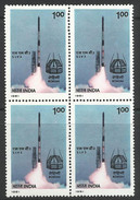 SLV 3 India Satellite Launch 1981 Block Of 4 Stamps  Weltraum Espace Russia USSR Space Flight - Asien