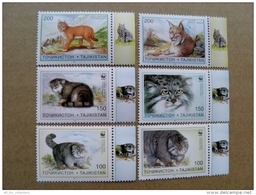 SALE! Mint 6 Stamps Set From Tajikistan 1996 Wild Cats Animals Fauna Wwf Panda - Tayikistán