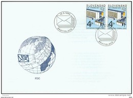 FDC 176 SLOVAQUIE 1999 Mi 336 Yv 297 125 Ans De L' UPU Tri Automatique Du Courrier / Sorting Machine - FDC