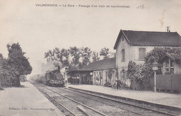 VALMONDOIS  La GARE  Passage D'un Train De Marchandises( Plan Animé Dont TRAIN ) - Valmondois