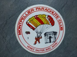 AVIATION Autocollant Montpellier Parachute-Club, Venez Sauter Avec Nous ; Ref  717 VP 35 - Adesivi