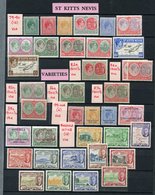 ST. KITTS NEVIS 1938-50 Defin Set (SG.68/77f) + Perf Variations, 1950 Tercentenary Set, 1952 Defin Set (S.94/105), All M - Other & Unclassified