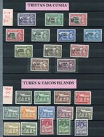 TRISTAN 1952 Set M, TURKS & CAICOS 1938 Set M, 1948 Centenary Set, 1950 Set M, TRINIDAD & TOBAGO 1938 Set M. (60) Cat. £ - Other & Unclassified