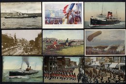 MISCELLANEOUS ACCUMULATION Of Cards In A Shoe Box Incl. Oilettes, Military, Railways, Royalty, Shipping, Zeppelins Etc. - Sin Clasificación