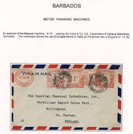 B.W.I METER FRANKING MACHINES 1946-48 Two Covers Of The Neopost Machine No. 3 Of Jamaica & No. 15 Of Barbados, Three Cov - Otros & Sin Clasificación