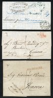 MEDITERRANEAN MAIL 1828-40 Two EL's From Tunis To Genoa By Named Captains With S/line Or Three Line VIA DI MARE Marks, T - Autres & Non Classés