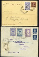 1928-29 Reg Covers (6) With Some Foxing Incl. Rosario To Liverpool (19 Vals), Attractive Group, Also 22/3/29 Postal Stat - Other & Unclassified
