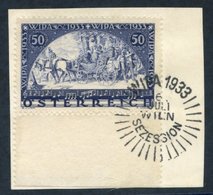 1933 Philatelic Exhibition (WIPA) 50g Ultramarine Lower Marginal Example Tied To Piece By WIPA Exhibition Cancel (comple - Otros & Sin Clasificación