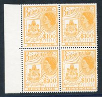 REVENUES 1970 $100 Orange Left Side UM Marginal Block Of Four, Perf Faults On Lower Right Stamp, Barefoot 34. - Other & Unclassified