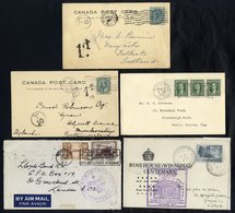 QV-QEII Album Of Covers (approx 40) Plus Items Of Ephemera Incl. Postcards Of Niagara Falls, Airmails, KEVII Postage Due - Autres & Non Classés