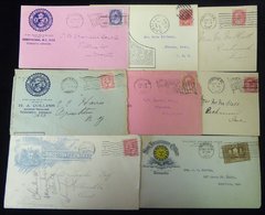 1897-1938 Advertising Covers (13) & One Illustrated Letter All Concerning Insurance, Finance Or Benevolent Societies. In - Autres & Non Classés