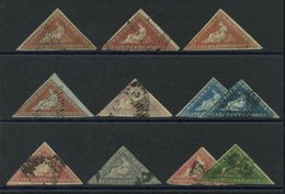 1853-64 Triangles 1d (4) & 6d With Full Margins, Six Others Either Cut Into Or Faults. (11) - Autres & Non Classés