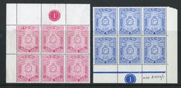 REVENUES 1958 Wmk Lotus Blossom On Chalky Paper 100r Blue & 1000r Pink, Each A UM Corner Marginal, Plate Block Of Six, M - Other & Unclassified
