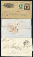 1862-64 Pair Of Stampless E's To USA With STEAMSHIP/10 H/stamp, 1856 Entire To France With NY FAC, WWII Censored Mail In - Other & Unclassified