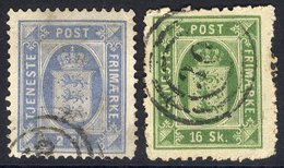 OFFICIALS 1871 2sk Blue, 16sk Green, Good Used, SG.O51a, O53. (2) Cat. £47 - Other & Unclassified